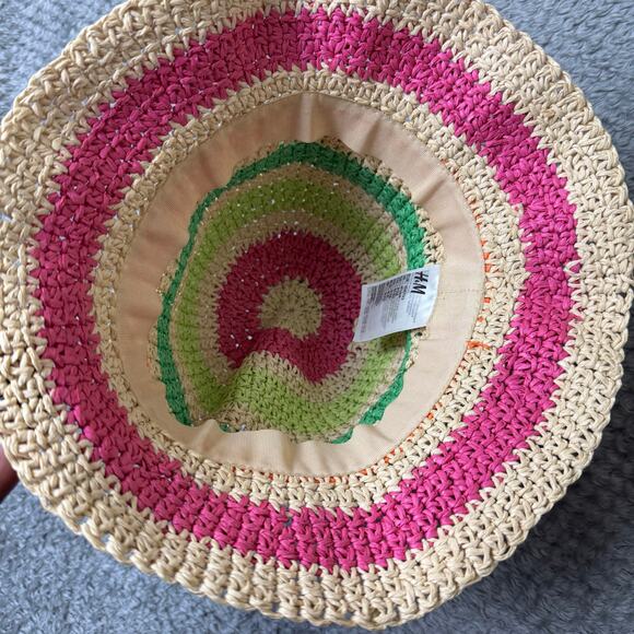 H&M Girls Striped Crotchet Multi- Color Bucket Hat Cute Summer Beach Size 4T- 6X - Picture 4 of 6